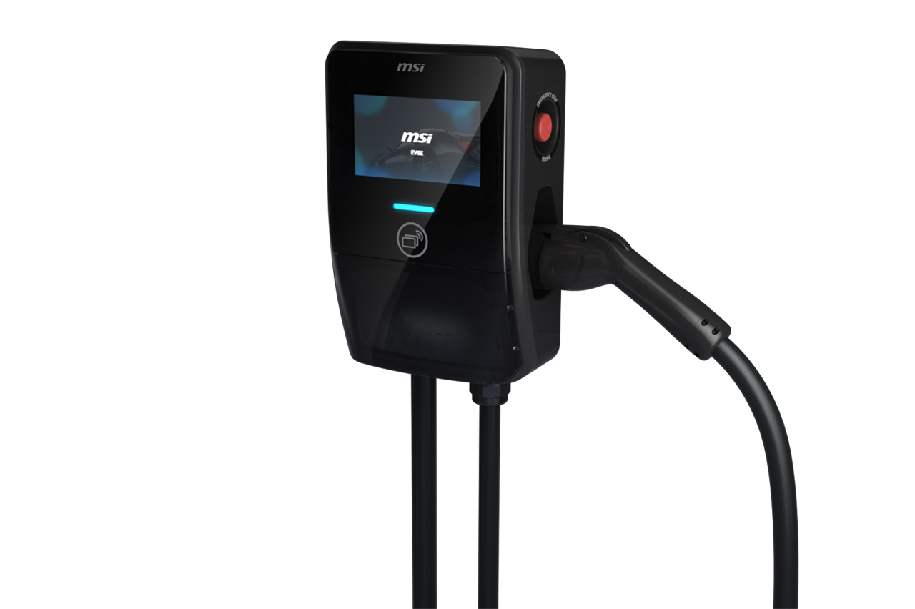 画像: 多様な電動車（EV）に対応するスタイリッシュなデザインを備え、最大6kWの充電性能を実現している「MSI EVシリーズ」。