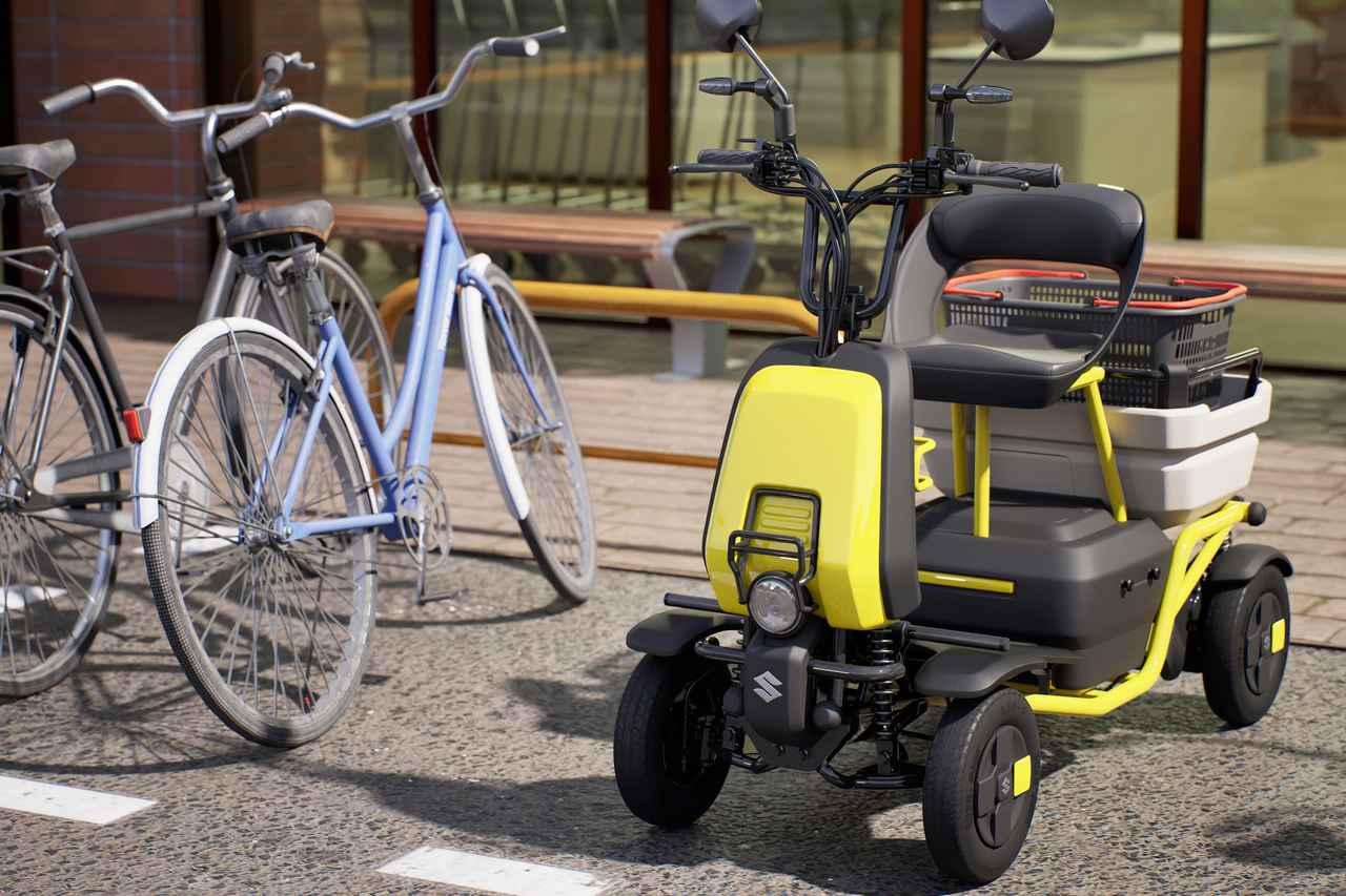 画像: 普通自転車と同じサイズ感とコンパクトながら、買い物かごをそのまま載せられる積載能力を有している。