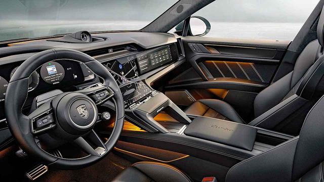 画像: フローディスプレイが特徴的な、カイエン ターボ エレクトリックのコクピット。
