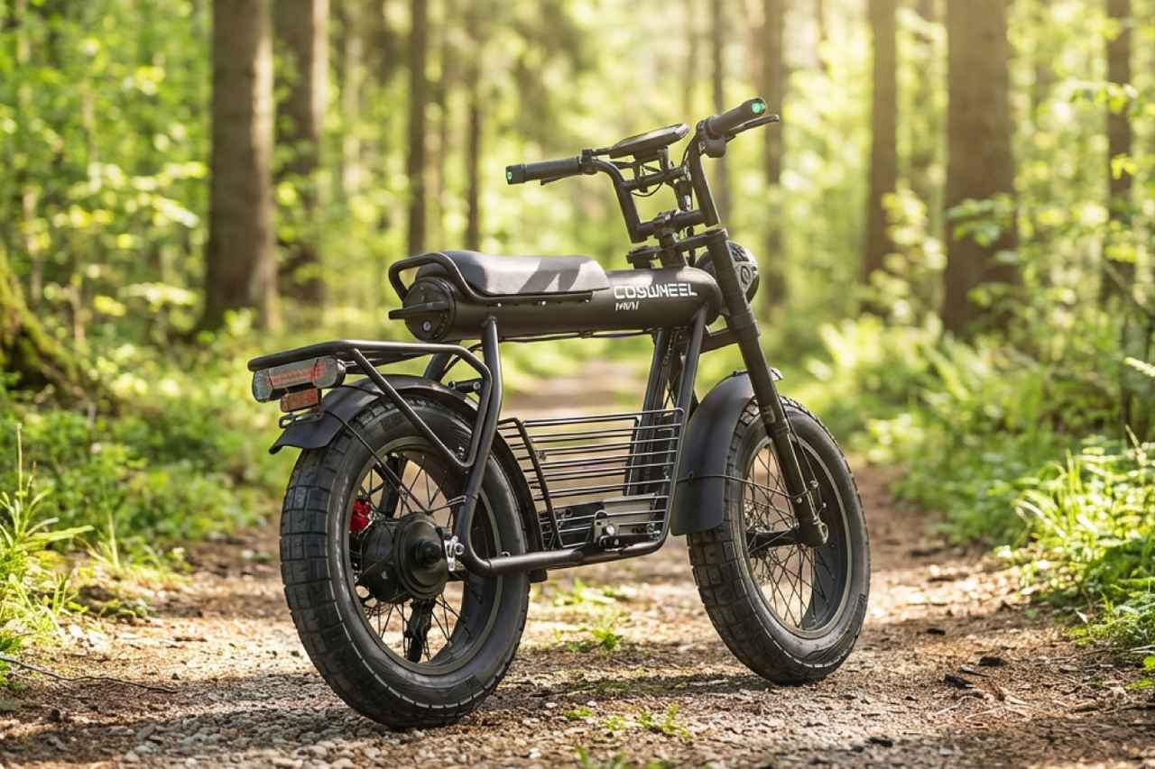 画像: 骨太フレームと、4インチのファットタイヤが印象的な電動バイクだ。