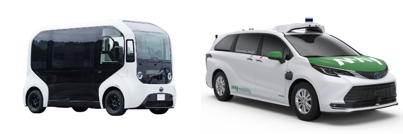 画像: トヨタの「e-Palette」をベースとして改造した車両(左)と「シエナ」をベースとして改造した車両が使用される。