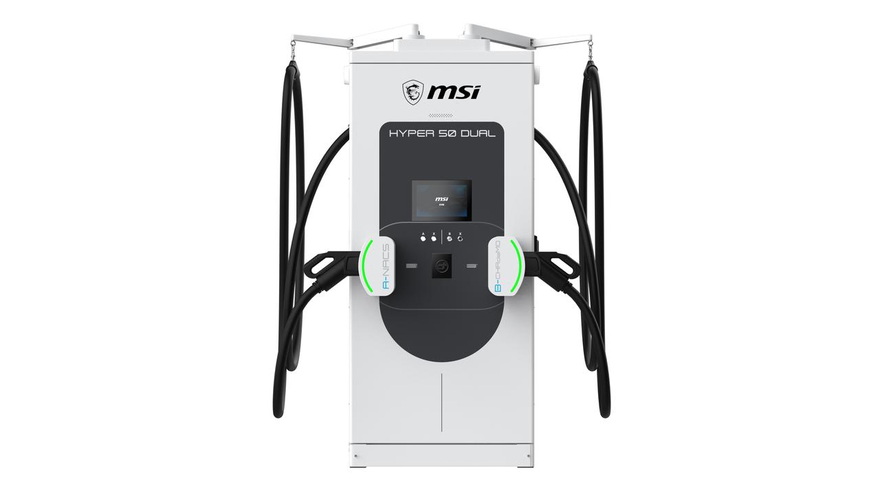画像: MSIの急速充電器、「 Hyper 50 Dual」。これまで同社の急速充電器としては、僚機「Hyper 80 Dual」が展示に供されてきたが、本機の展示は今回が国内初のケースとなる。