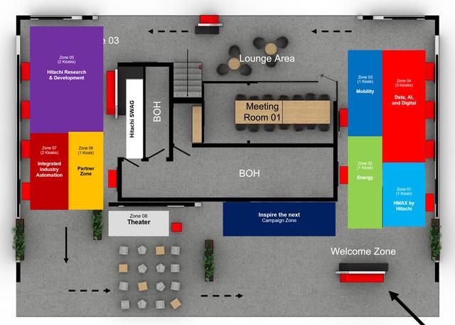 画像: (日立ブース ゾーンマップ）)