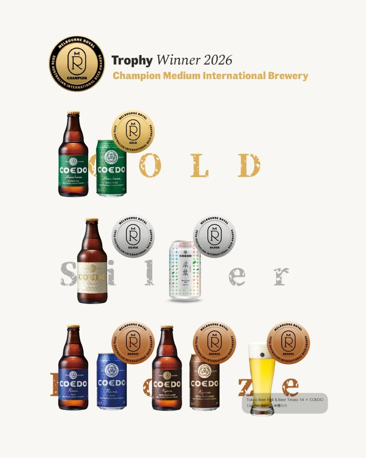 画像2: 世界最大規模のビールコンペティション「2026 Australian International Beer Award」にて、COEDO BREWERYが最高位の『Champion Medium International Brewery』を受賞!