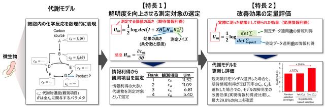 画像: 図2 優先して測定する代謝物を数理的に選択する技術の全体像