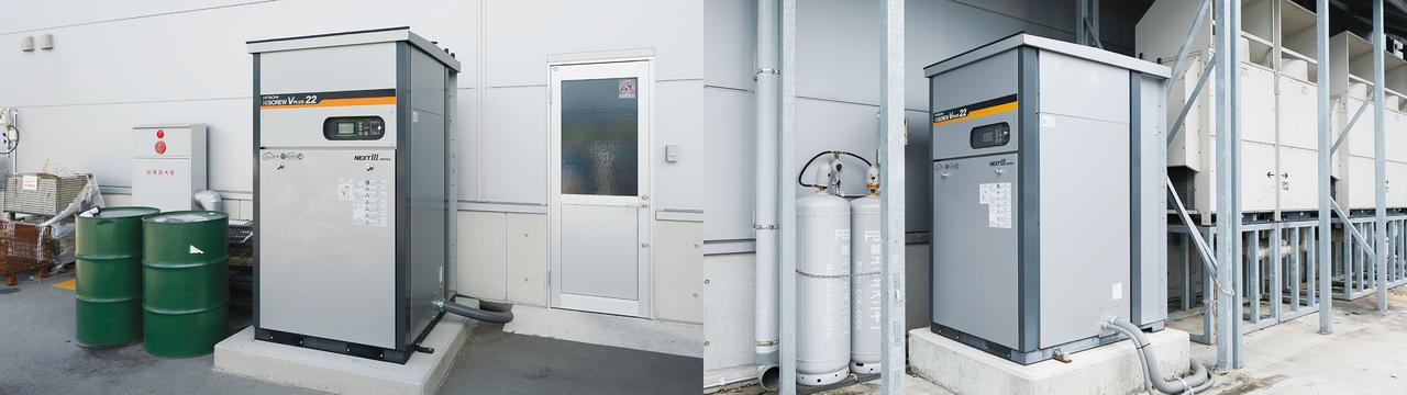 画像: 屋外仕様の日立給油式スクリュー圧縮機 NEXTⅢ series