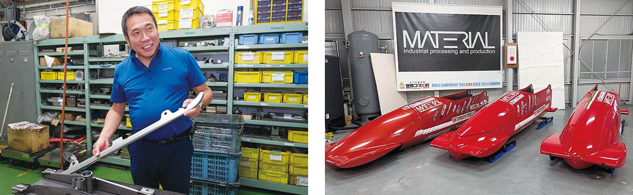 画像: ソリの性能を左右する加工精度について語る黒坂社長（左） 2025年9月に完成したイタリア代表向け新型ソリ3台（右）