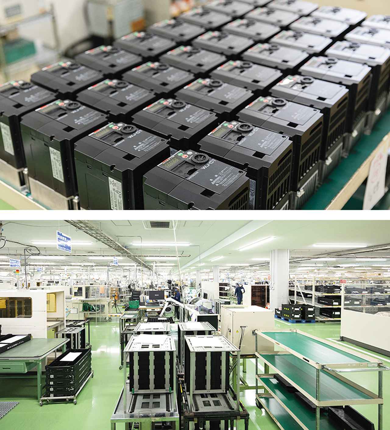 画像: 出荷前のWJ-C1完成品（上） プリント基板実装ライン（下）