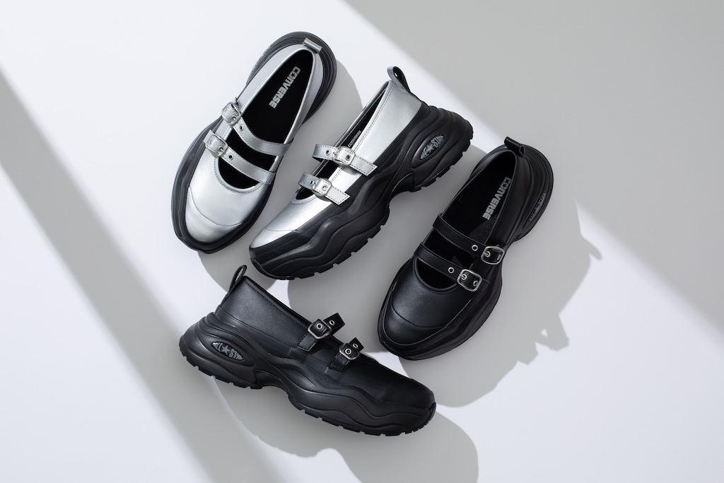画像: オールスター サージトレーナー MJ ST OX(ブラック、シルバー / ブラック)各¥15,950 ◾️ヒール高さ:約5cm ◾️展開:22.0cm〜