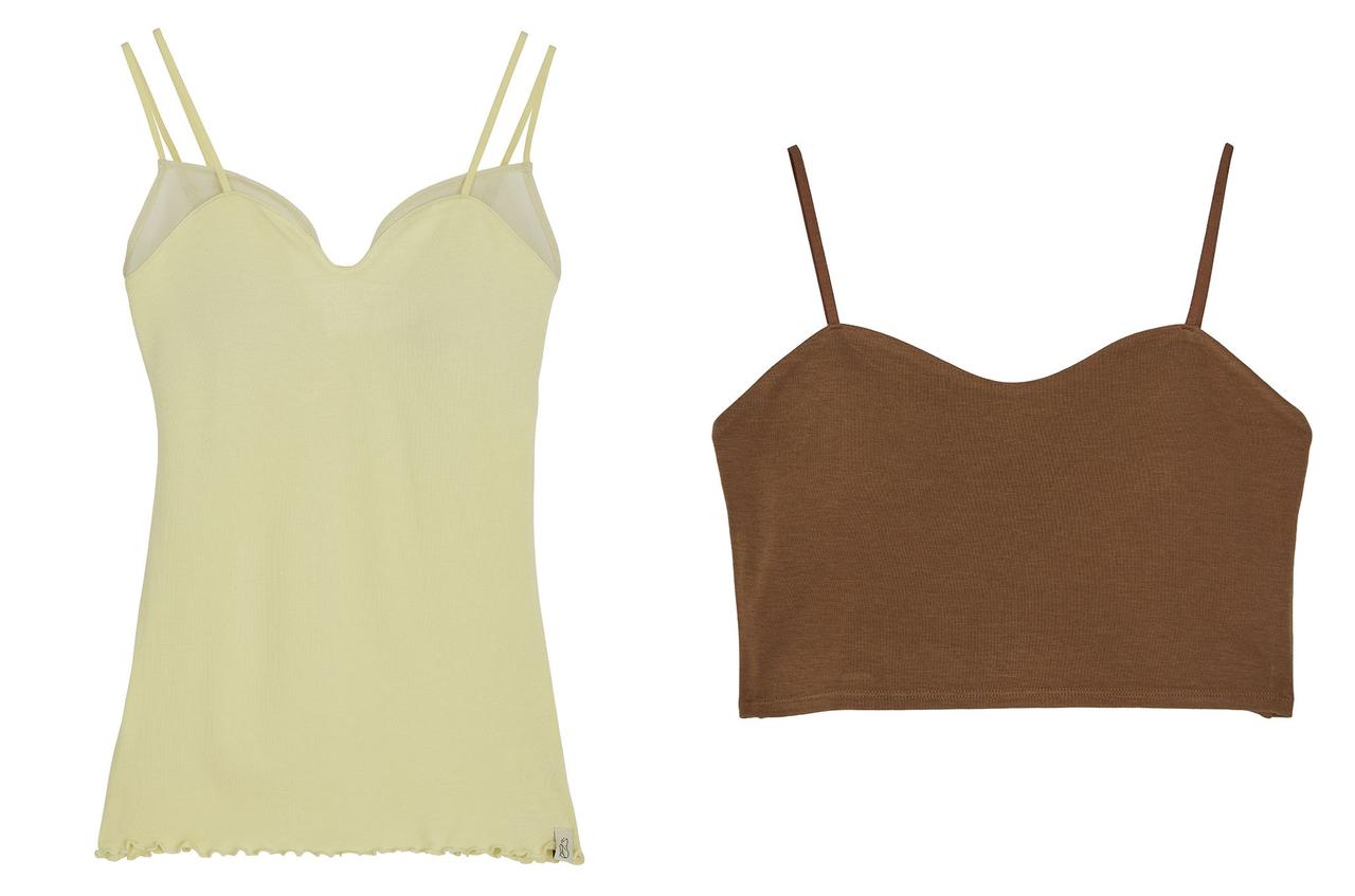 画像: 左「Mizuno×Ameri SHEER DOCKING CAMISOLE TOPS」¥6,500、右「Mizuno×Ameri CROPPED CAMISOLE TOPS」¥5,000 出典:アメリ ヴィンテージ
