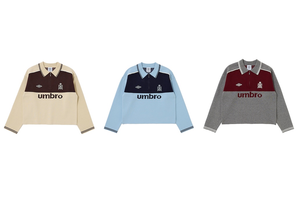画像: アンブロ ハーフジップチームニットシャツ(アイボリー / ライトブルー / トップグレイ)各¥12,980 出典:MOUSSY