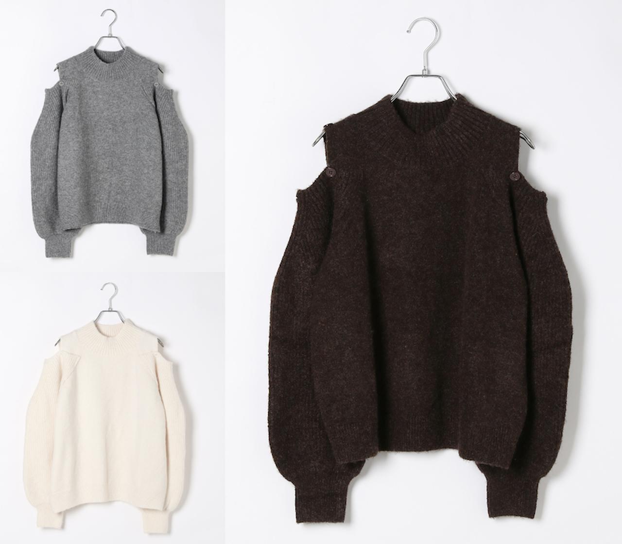 画像: 2WAYショルダースリットニット(ブラウン / グレー / アイボリー)各¥6,600(すべてヘザー)※10/22〜23入荷予定 出典:ヘザー