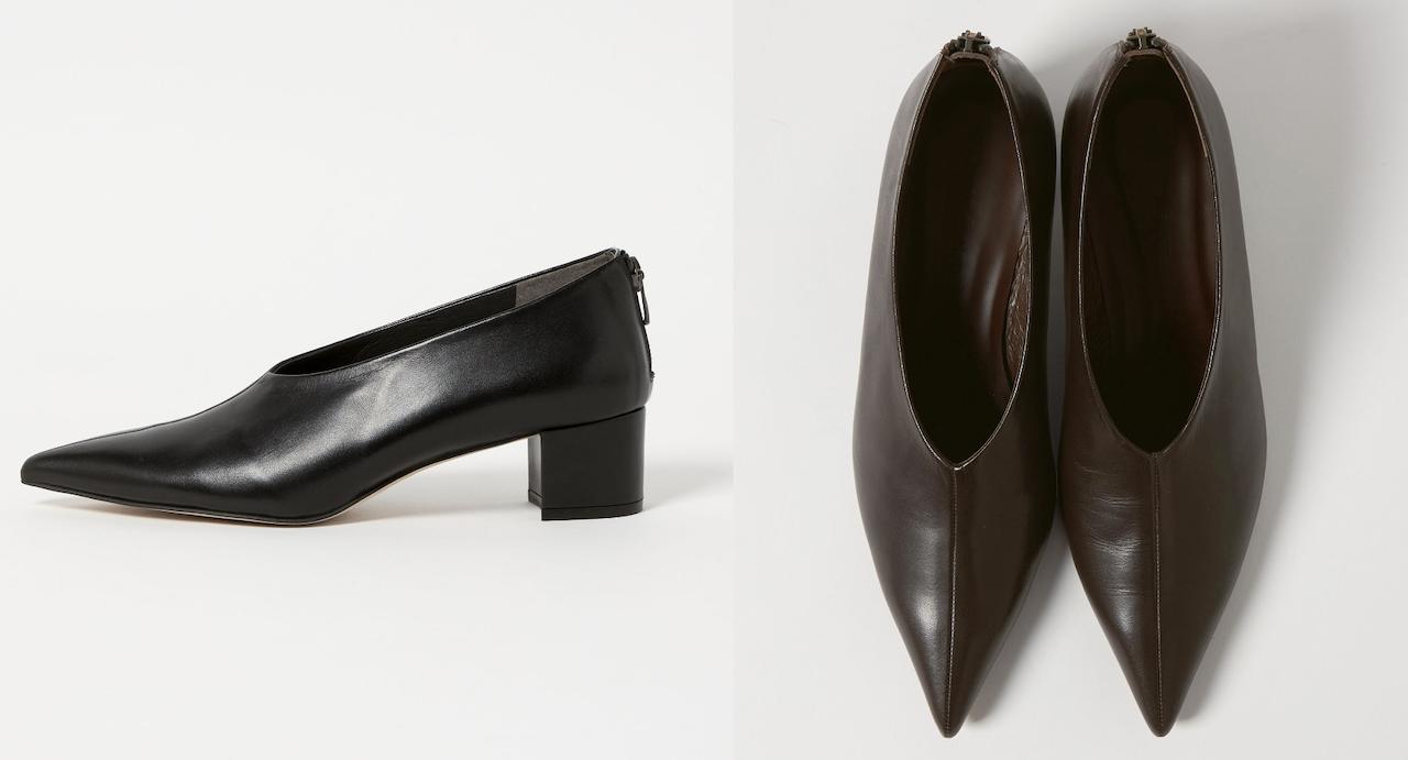 画像: ポインテッドブーティー パンプス45（ブラック/ダークブラウン）各¥25,300 出典：オデット エ オディール
