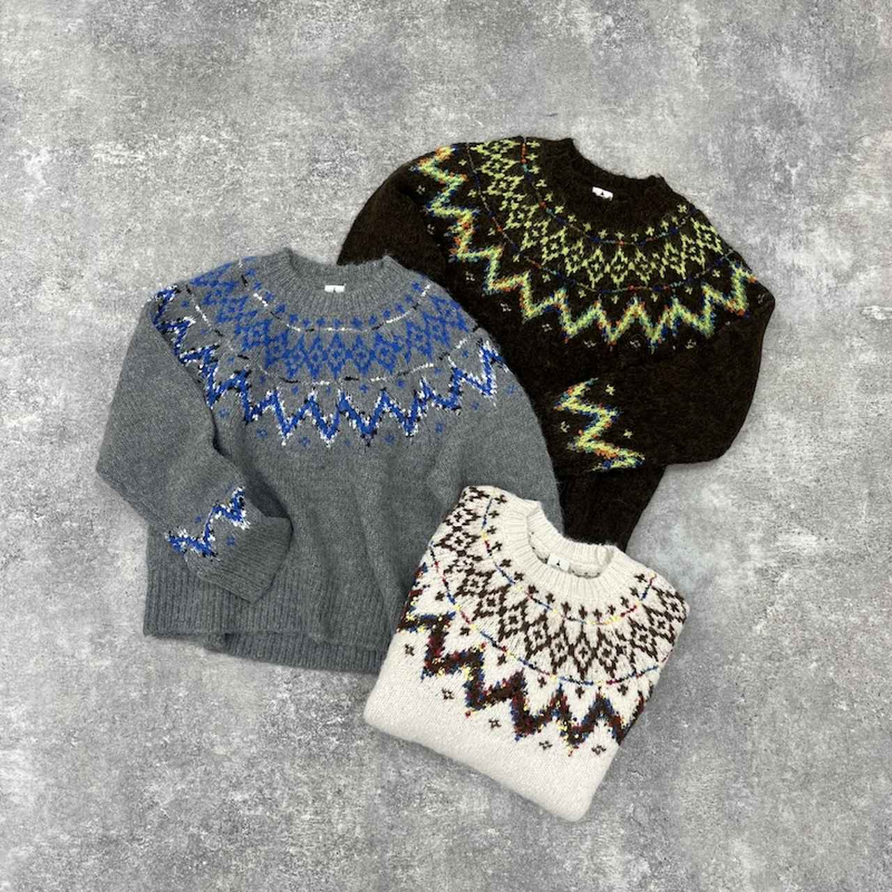 画像: アンゴラMIXノルディックプルオーバー（ブラウン/グレー/アイボリー）各¥6,600 出典：ニコアンド