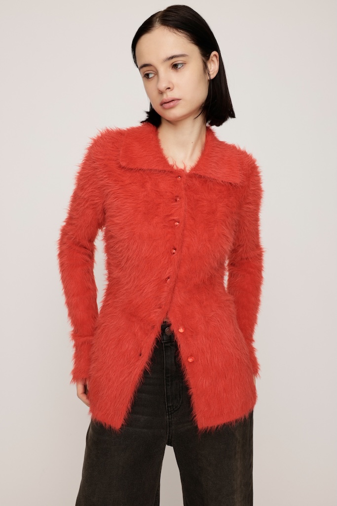 画像: WAIST SHAPE KNIT カーディガン（オレンジ）￥10,989（スライ）