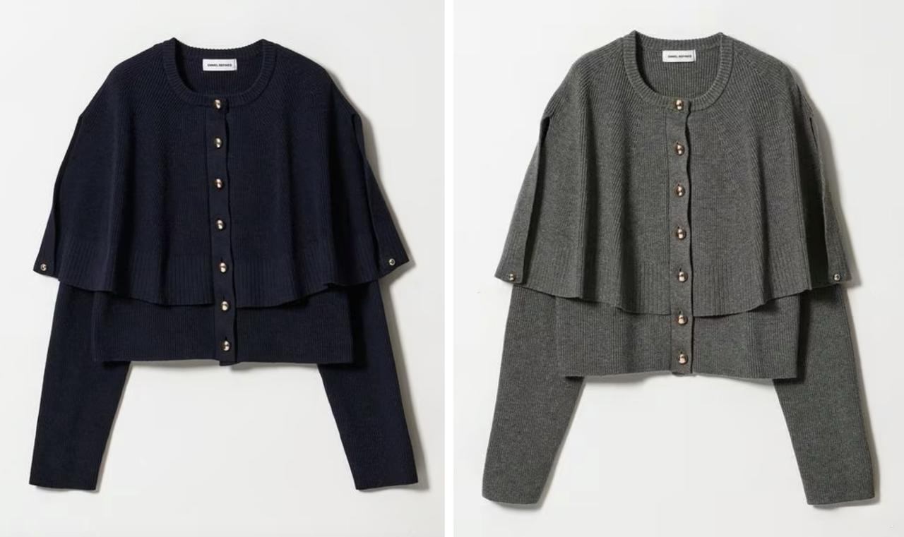 画像: <EMMEL REFINES>EM HWケープボタン 3WAY ニット(ネイビー/ミッドグレー)各¥11,880<ミッドグレーは1月上旬発売予定> 出典:ユナイテッドアローズ グリーンレーベル リラクシング