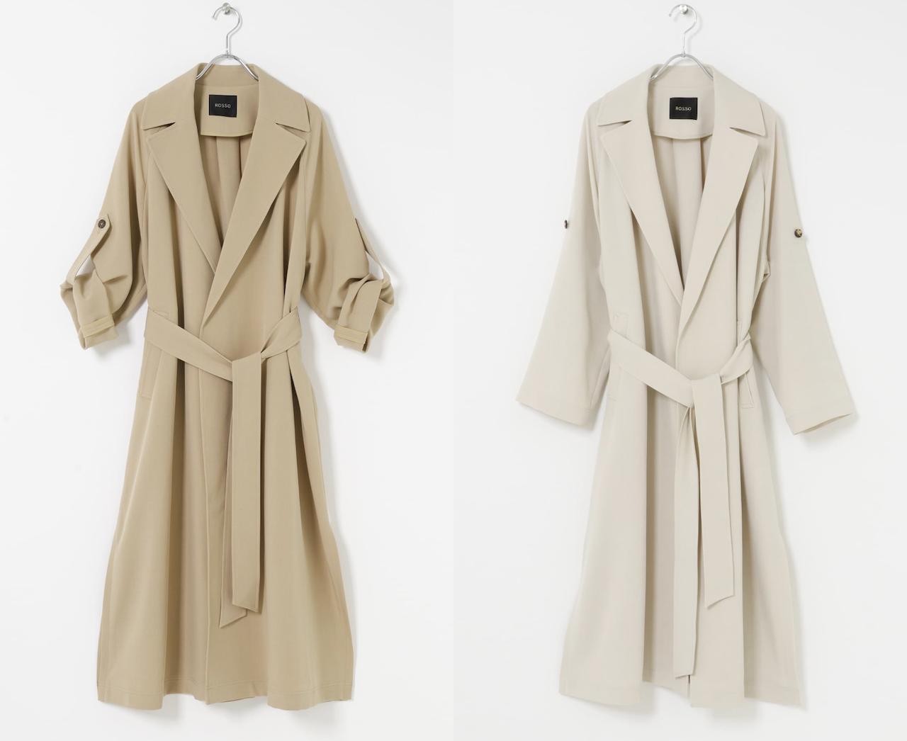 画像: URBAN RESEARCH ROSSO 撥水 ロングガウンコート（ベージュ/エクリュ）各¥27,500（ともにアーバンリサーチ ロッソ）※2月下旬発売予定