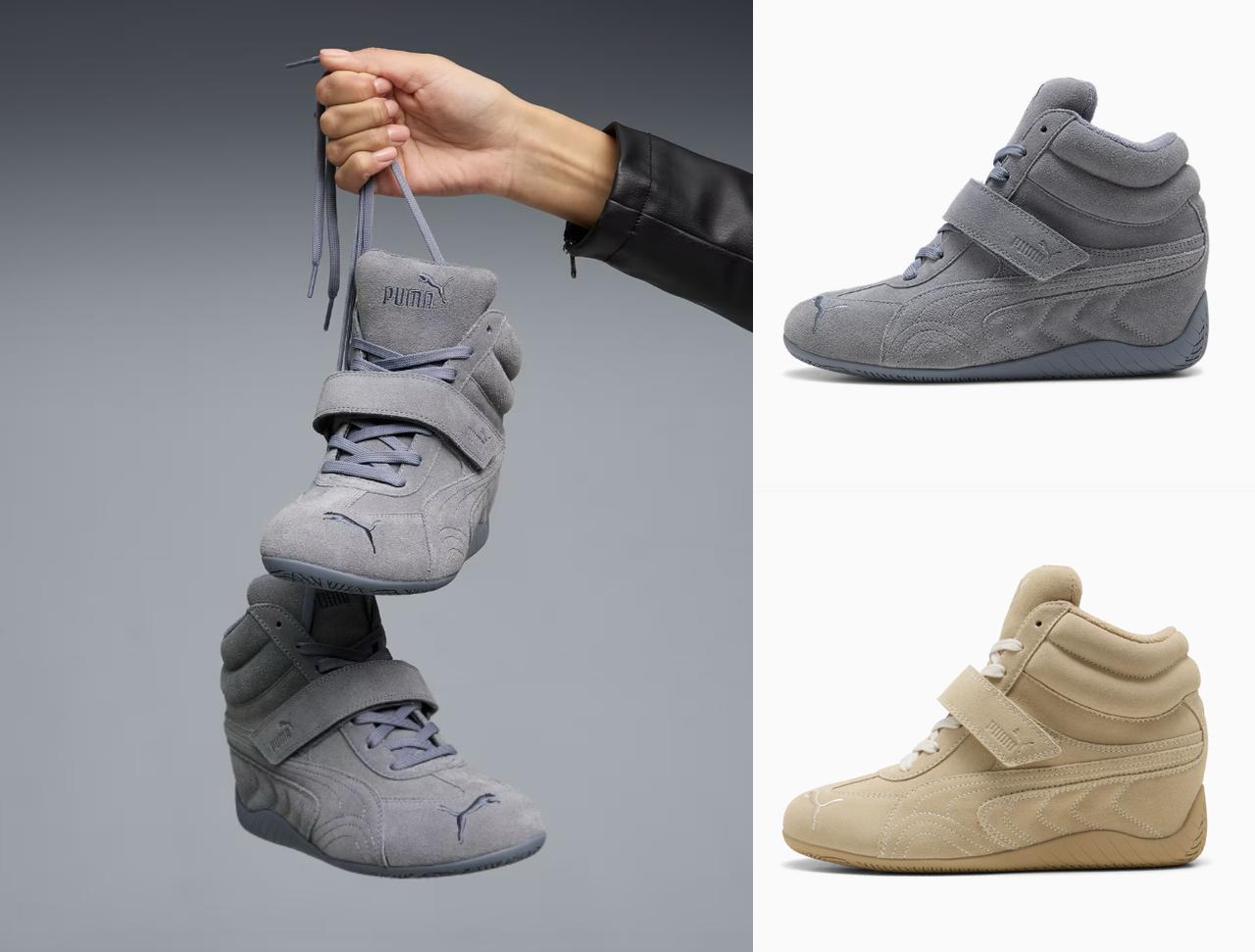 画像: スピードキャット ウェッジ フェイデッド スニーカー（Gray Sky-Puma Black、Sand Dune-Alpine Snow）各￥18,700（ともにプーマ） 出典：プーマ