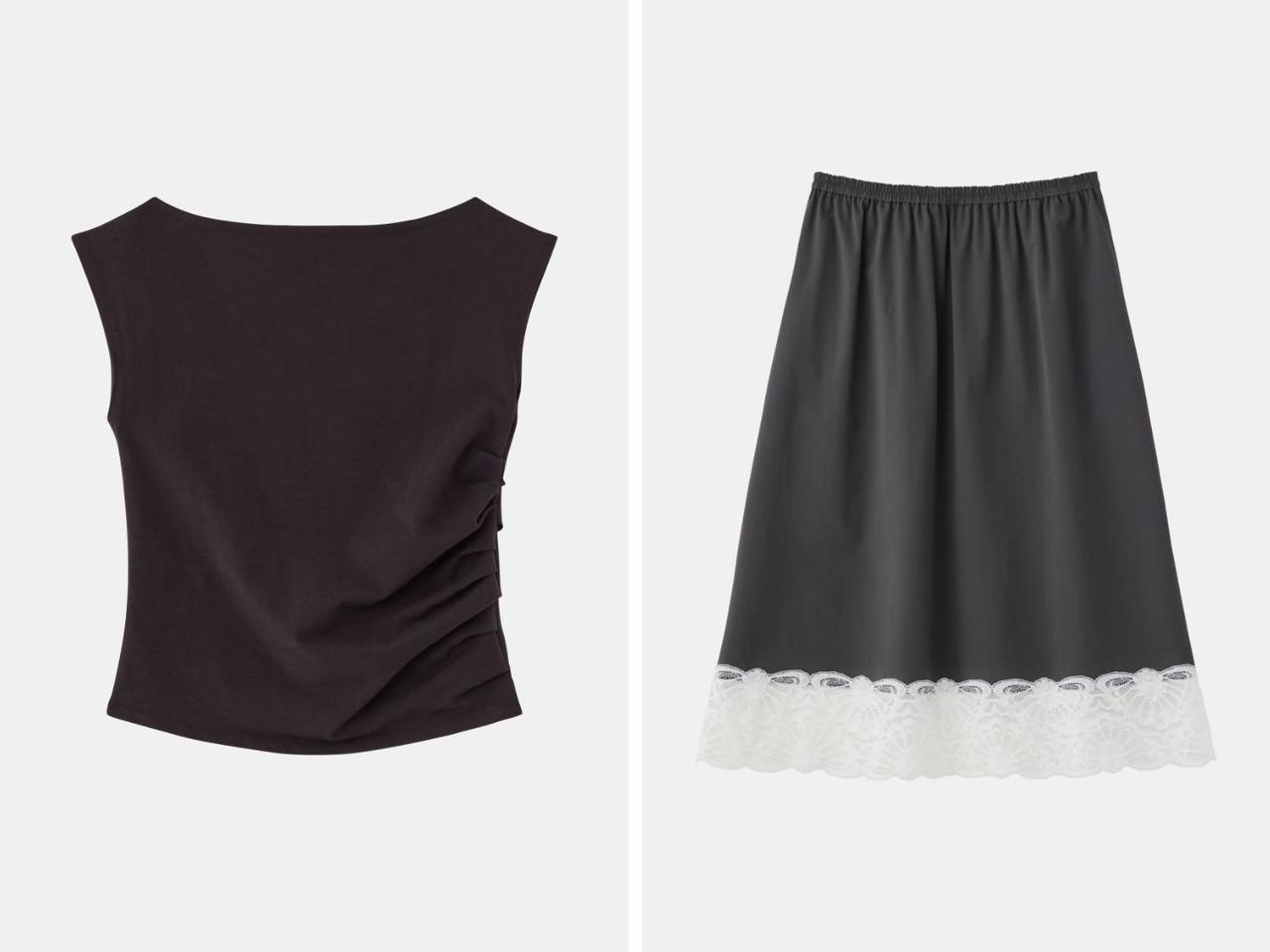 画像: 左から「Jessica Tops」￥16,500、「Morgan Lace Skirt」￥33,000 出典：ガジェス