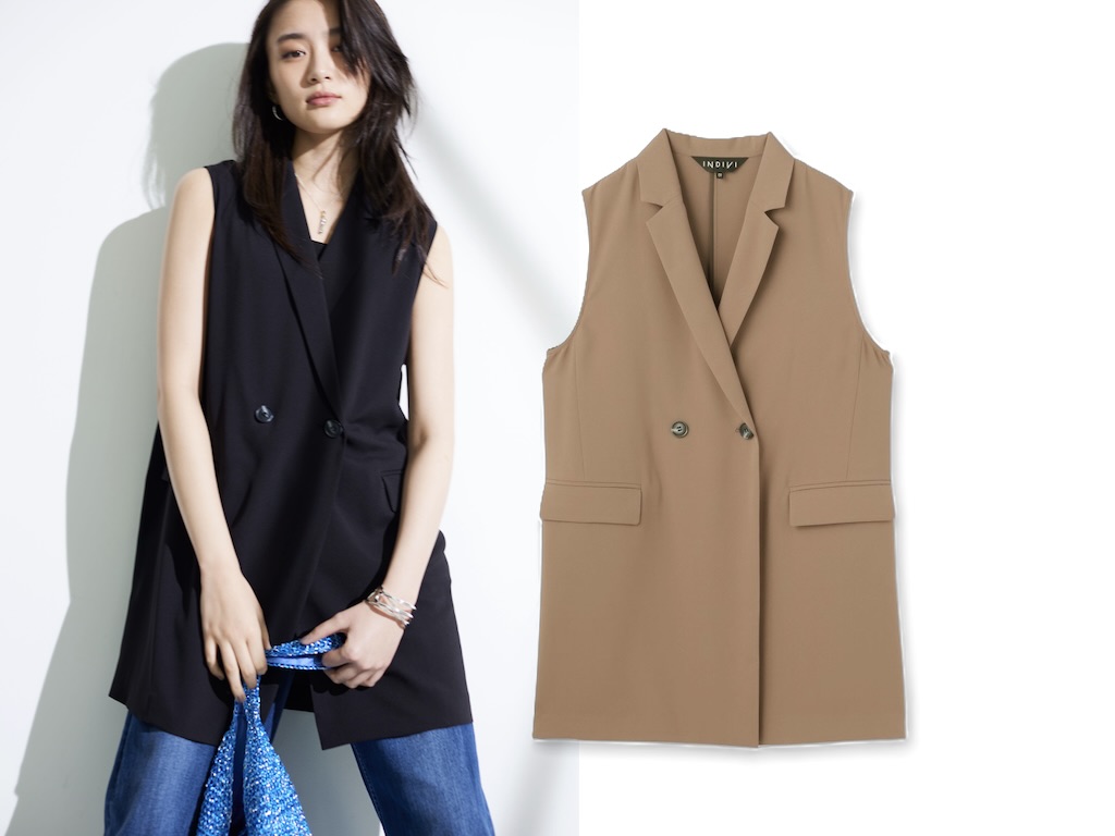 画像: 颯爽ジレジャケット（ブラック/モカブラウン）各¥19,800 出典：インディヴィ