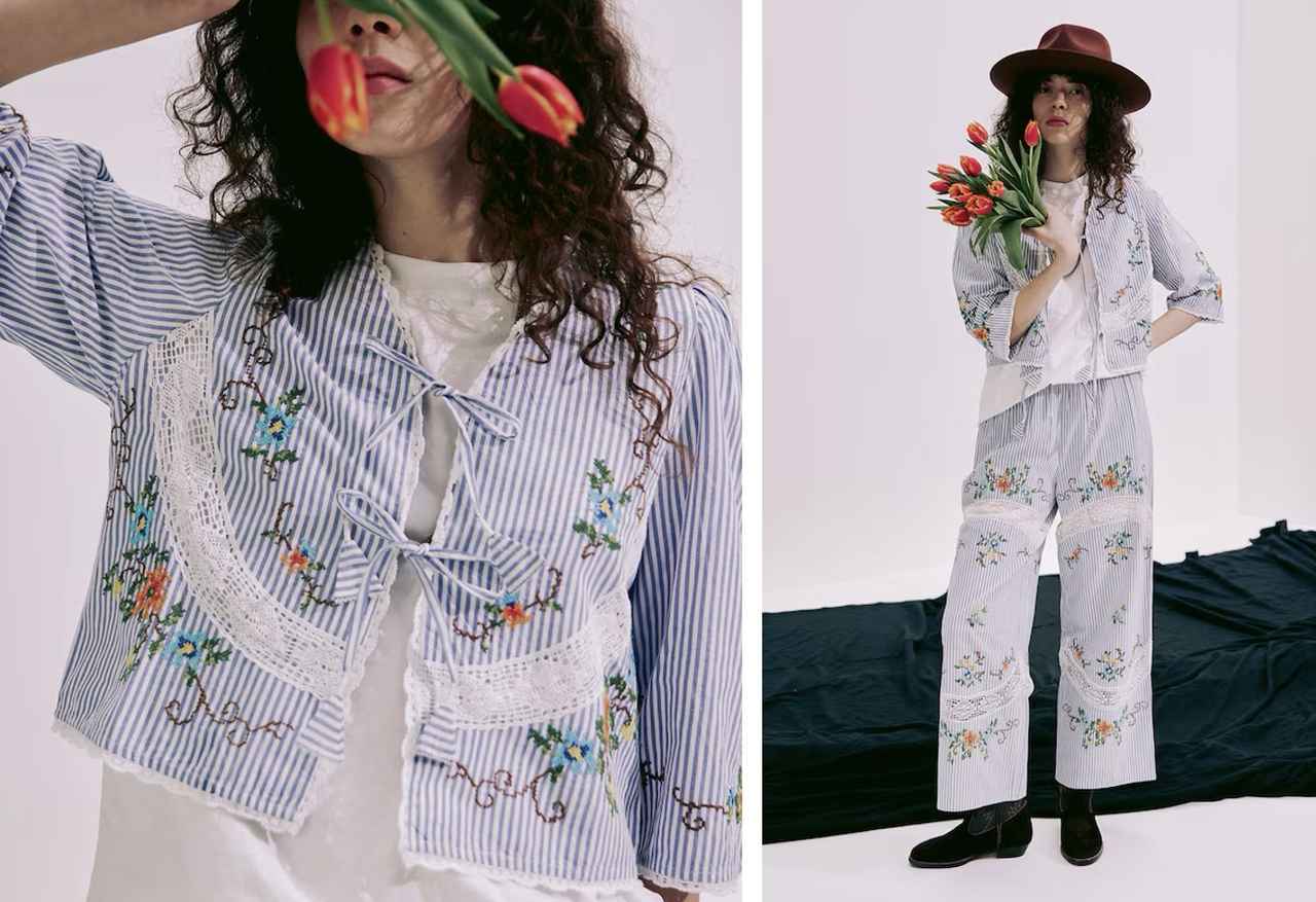 画像: 【フリーダ】 インド フラワー クロス刺繍 レース ボレロ（サックスブルー）¥13,970 （フリークス ストア） 出典：フリーダ