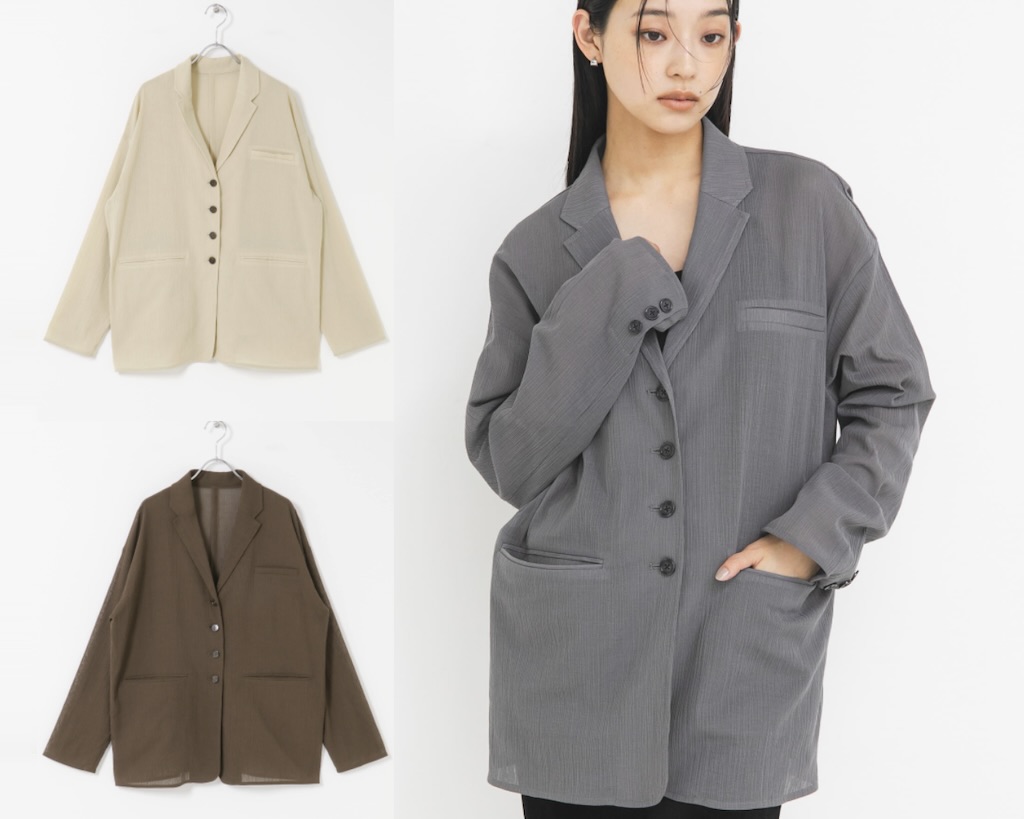 画像: KBF シアーライトテーラードジャケット（ブラウン、グレー、ベージュ）各¥9,350（すべてケービーエフ）※4月中旬発売予定 出典：アーバンリサーチ