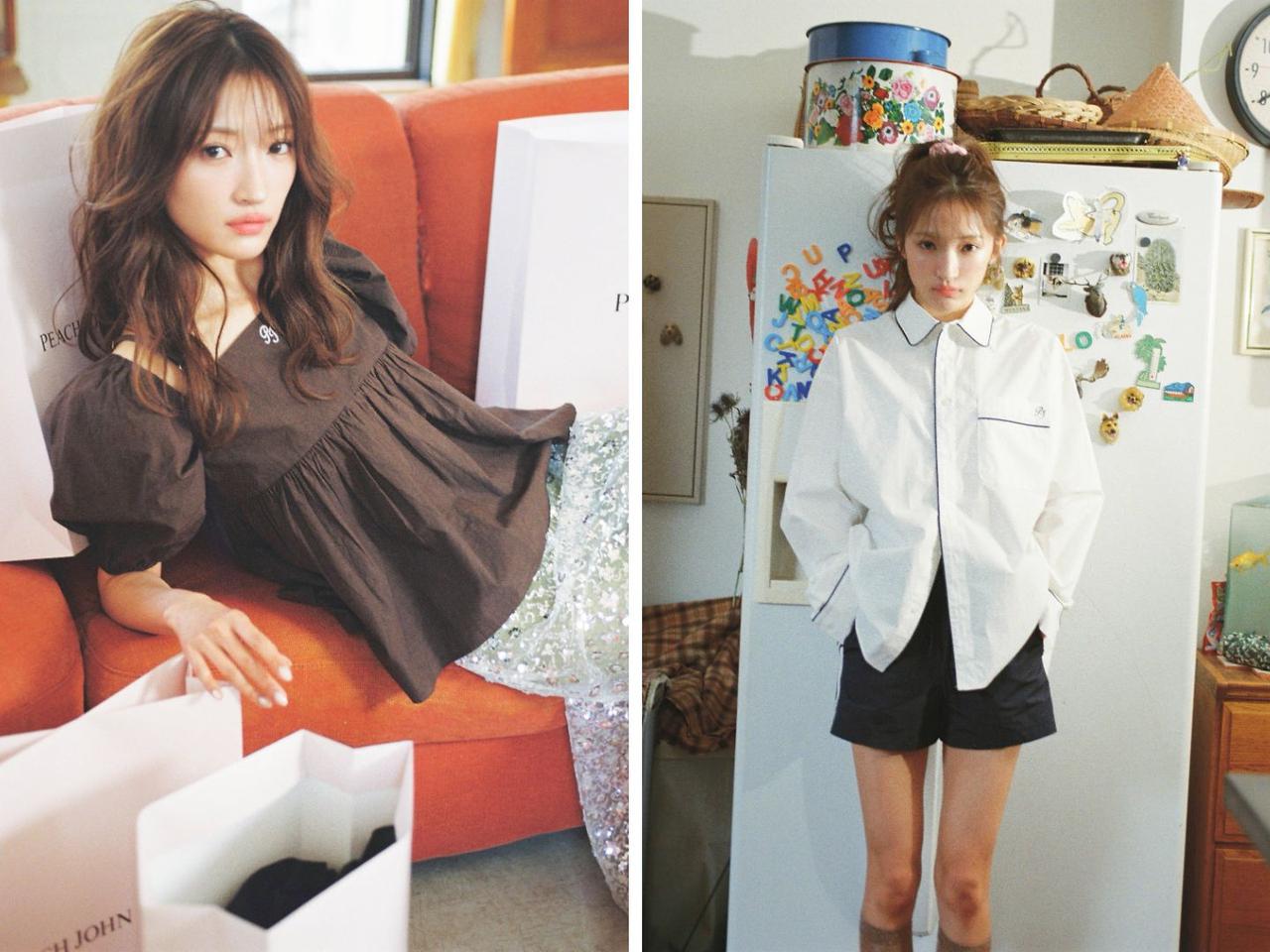 画像: 左「2WAY バルーンスリーブブラウス」￥6,996、右「ワンポイントロゴパイピングシャツ」￥6,600 出典：パブリュクス