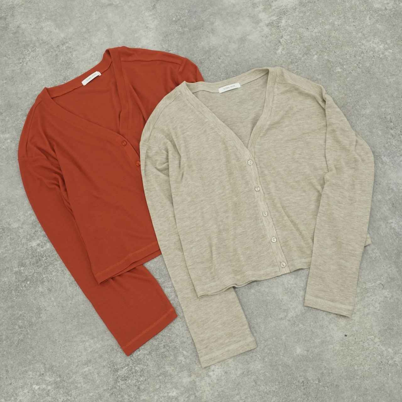 画像: UVカットカーデ/636776（オレンジ、杢ベージュ）各¥2,990 ◾️UVプロテクト　◾️イージーケア 出典：グローバルワーク