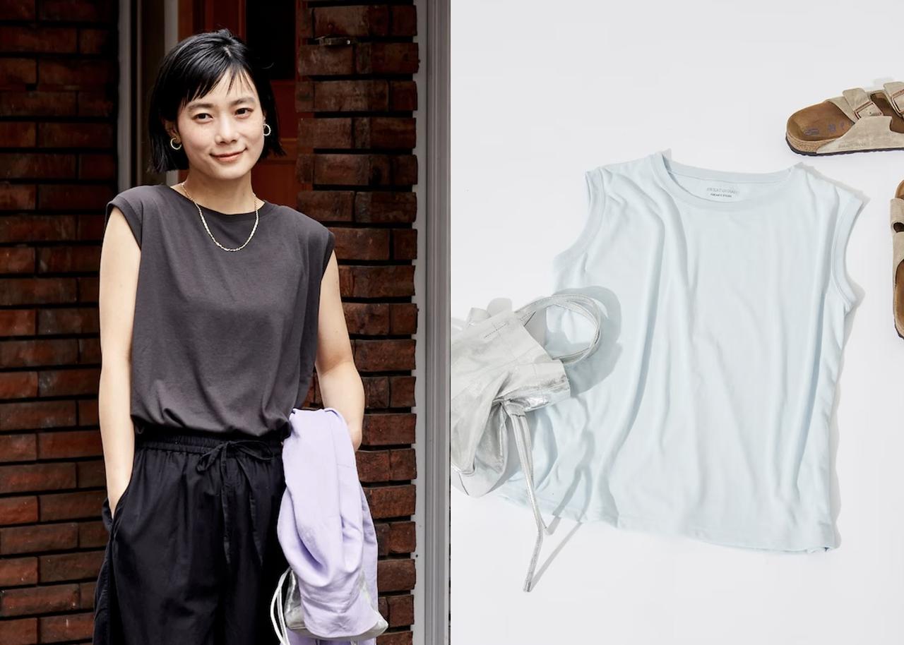 画像: 天竺ノースリーブTシャツ（チャコールグレー、サックスブルー）各¥3,993 出典：フリークス ストア