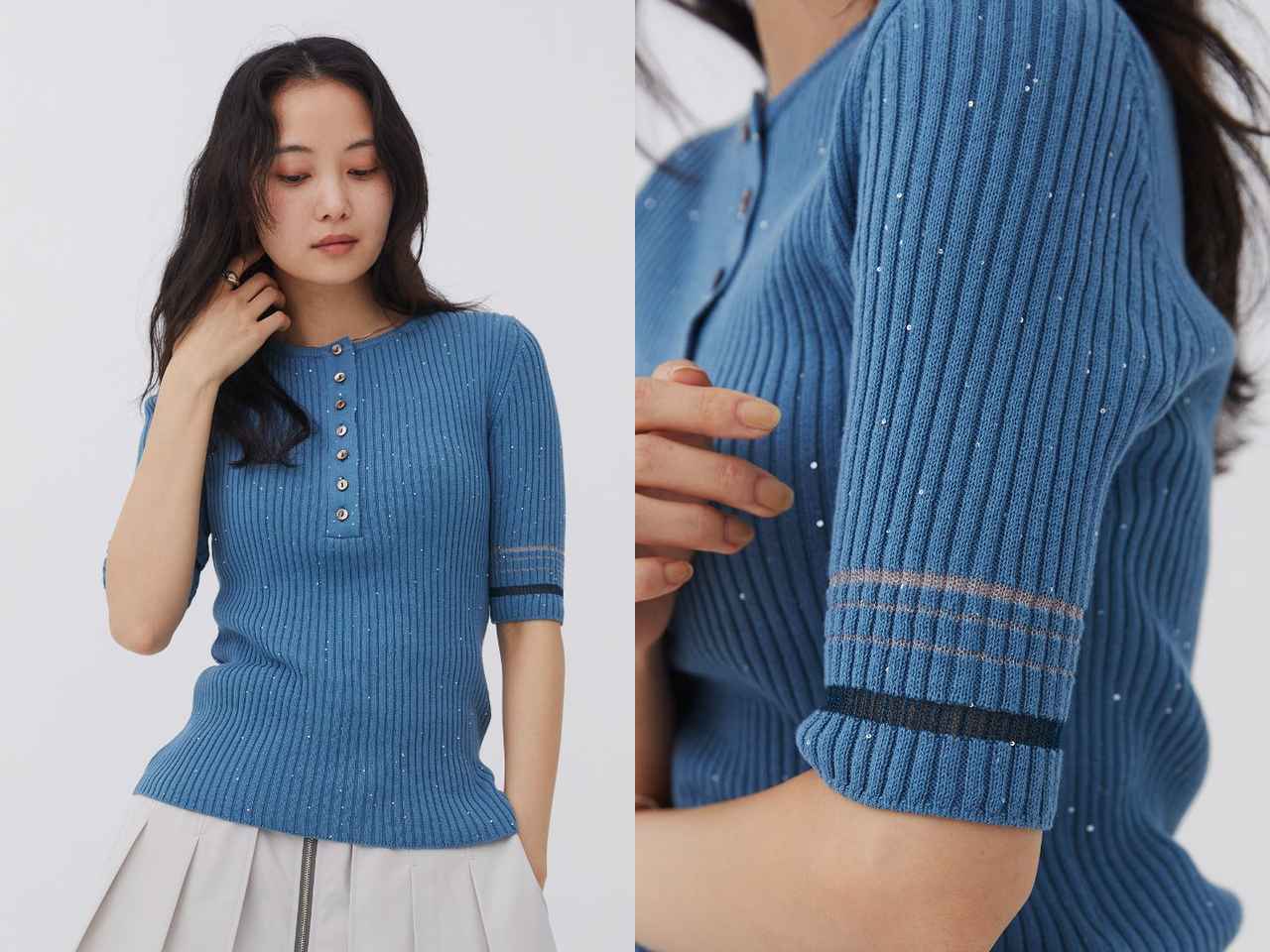 画像: 「ラメシアーRIBヘンリーニット」¥18,700 出典:ユナイテッド トウキョウ