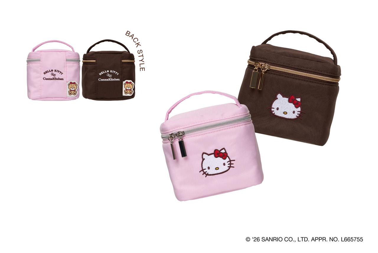 画像: 【コスメキッチン×ハローキティ】〈HELLO KITTY〉バニティポーチ［縦11×横11×奥行き11㎝］各¥4,180 www.cosmekitchen-webstore.jp