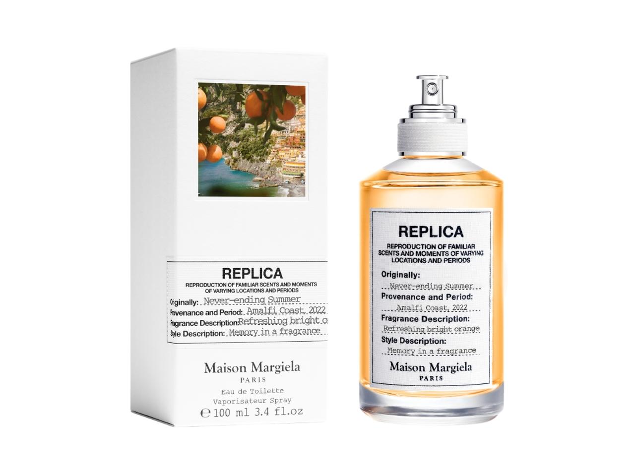 画像: 「レプリカ オードトワレ ネバーエンディング サマー」10mL ￥5,500、30mL ￥12,210、100mL ￥24,970 出典：メゾン マルジェラ フレグランス