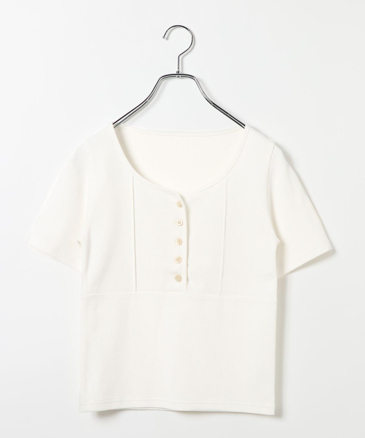 画像: コンパクトリブヘンリー半袖Tシャツ（オフホワイト）¥4,990（ベイフロー） 出典：ベイフロー