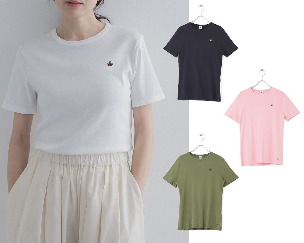 画像: 別注 PETIT BATEAU × URBAN RESEARCH DOORS　POINTCOCOTTE T-SHIRTS（エキューム、スモーキング、マルキーズ、オリヴィン）各¥5,500（すべてアーバンリサーチ ドアーズ） 出典：アーバンリサーチ ドアーズ