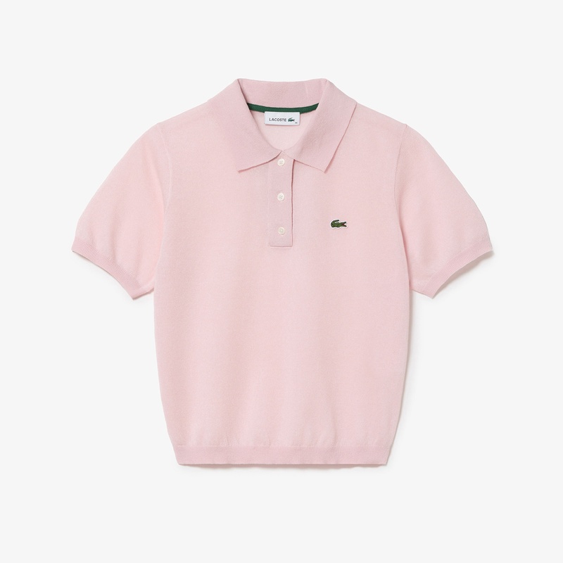 画像: シアーラメニットポロシャツ¥19,800(ベビーピンク) www.lacoste.jp