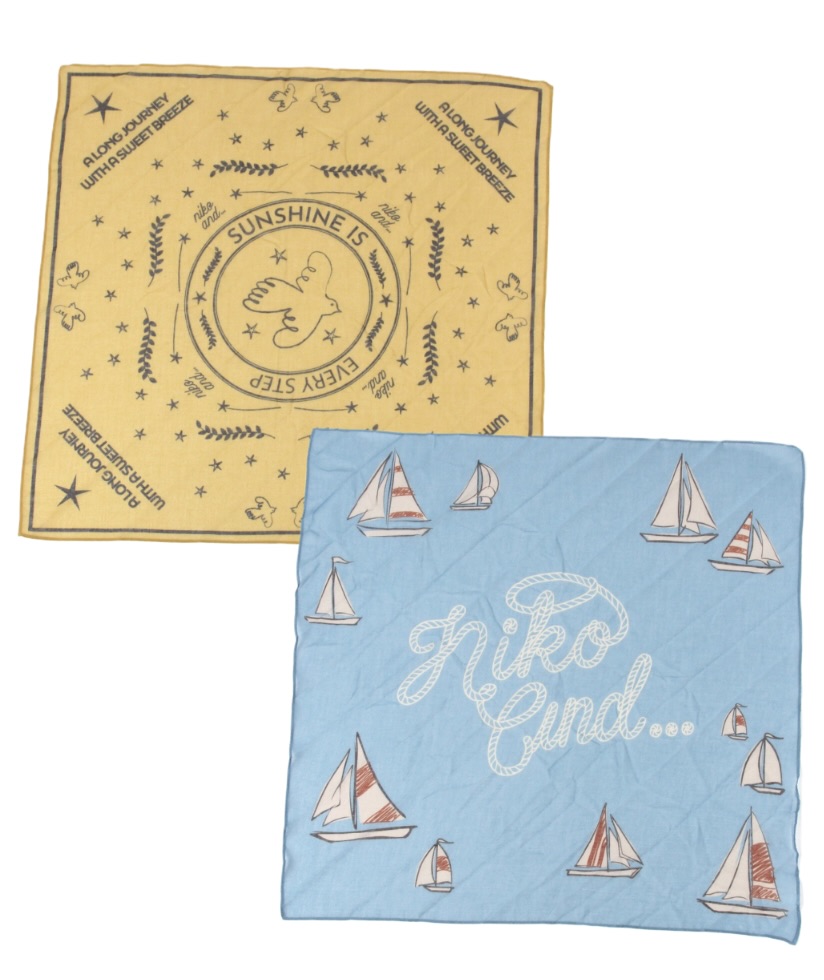 画像: ヴィンテージ風スカーフ（イエロー、ブルー）各¥2,500（ともにニコアンド）  出典：ニコアンド