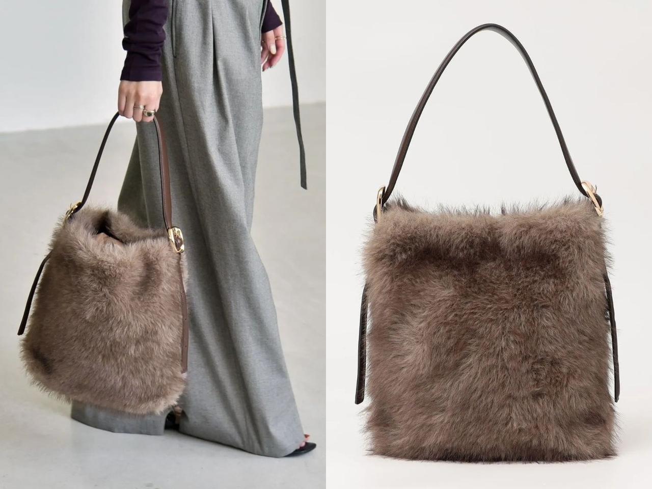 画像: 「フェイクファー ワンハンドル バックル トート バッグ」¥7,920 出典:カランシエル