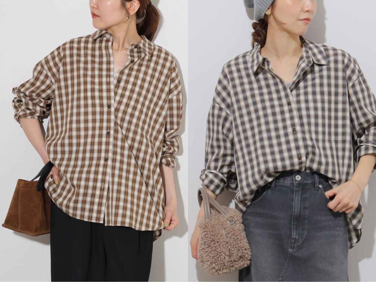 画像: 「ルーズコットンチェックシャツ」各¥10,450 出典:ジャーナル スタンダード レリューム
