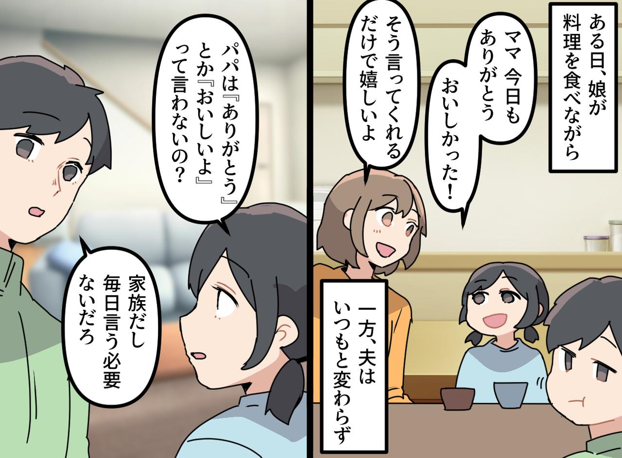 画像2: 準備された料理を無言で食べる夫