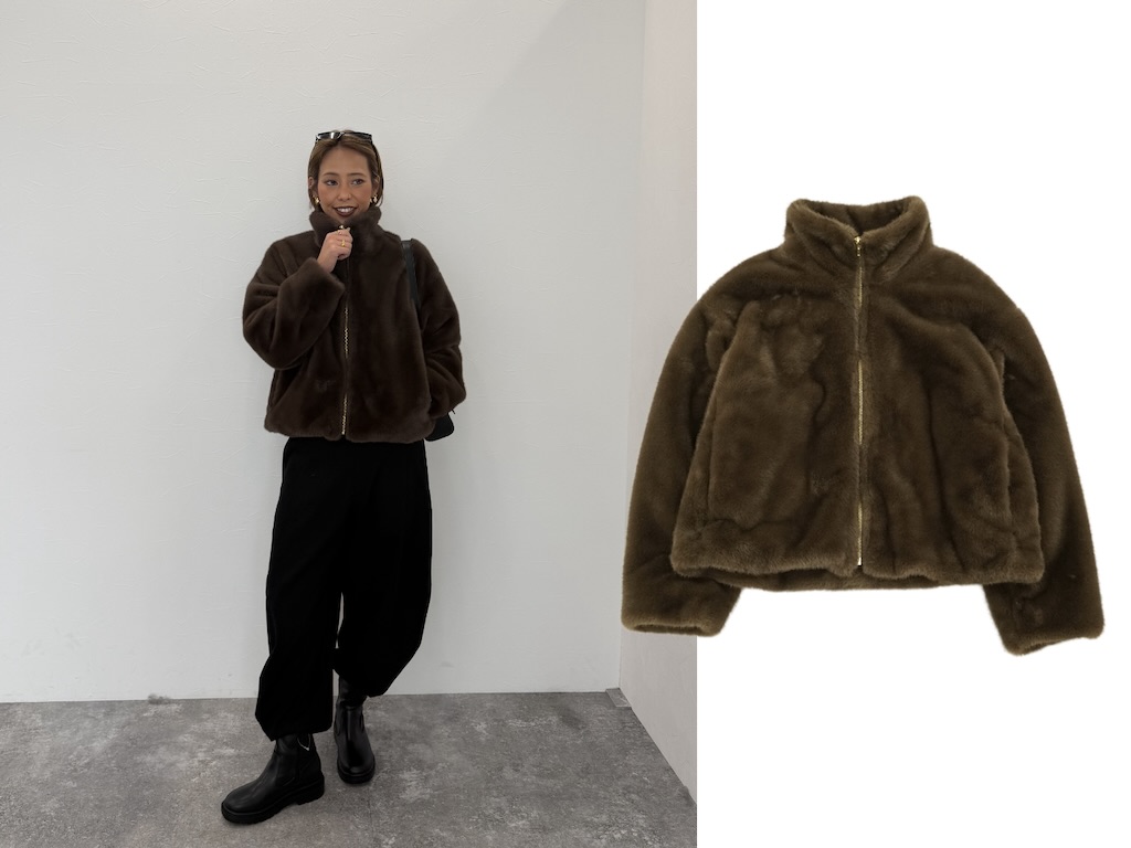 画像: フェイクファーブルゾン（ブラウン）¥10,990  出典：グローバルワーク