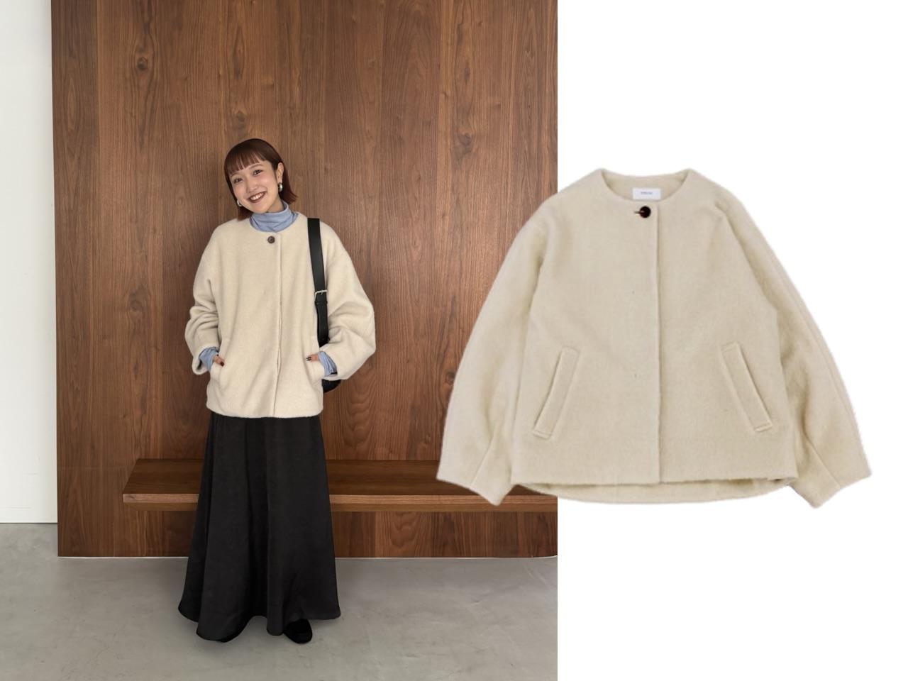 画像: シャギーノーカラーコクーンコート（アイボリー）¥9,990 出典：グローバルワーク