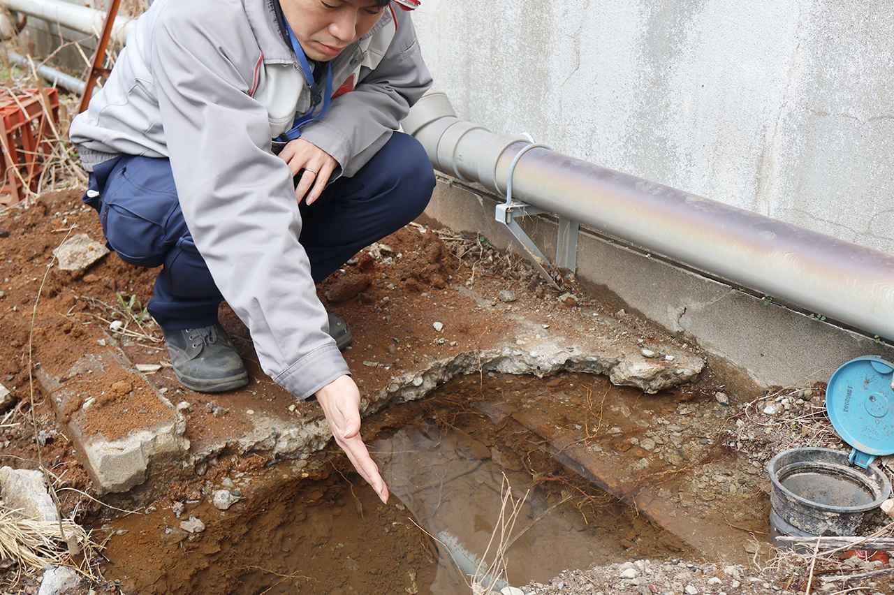 画像: The location where leakage from a buried pipe was identified.