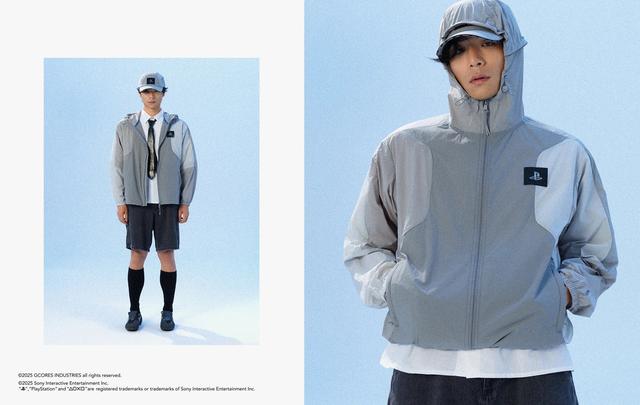 画像1: Gcores Industries×PlayStation Color-Blocked Hooded Zip-Up Jacket