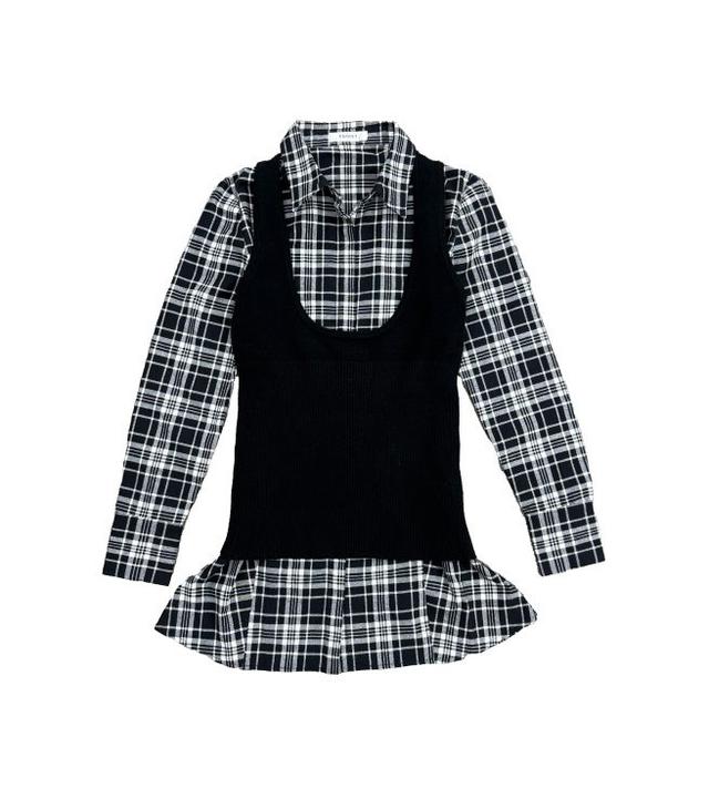 画像: 125108300001 チェックシャツニットベストSET \14,990tax in BLACK FREE