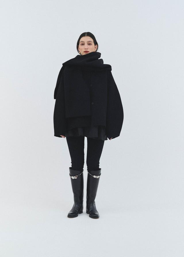 画像: Cashmere Blend Stole Coat Black