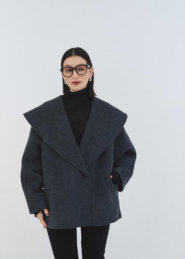 画像: Big collar coat Charcoal