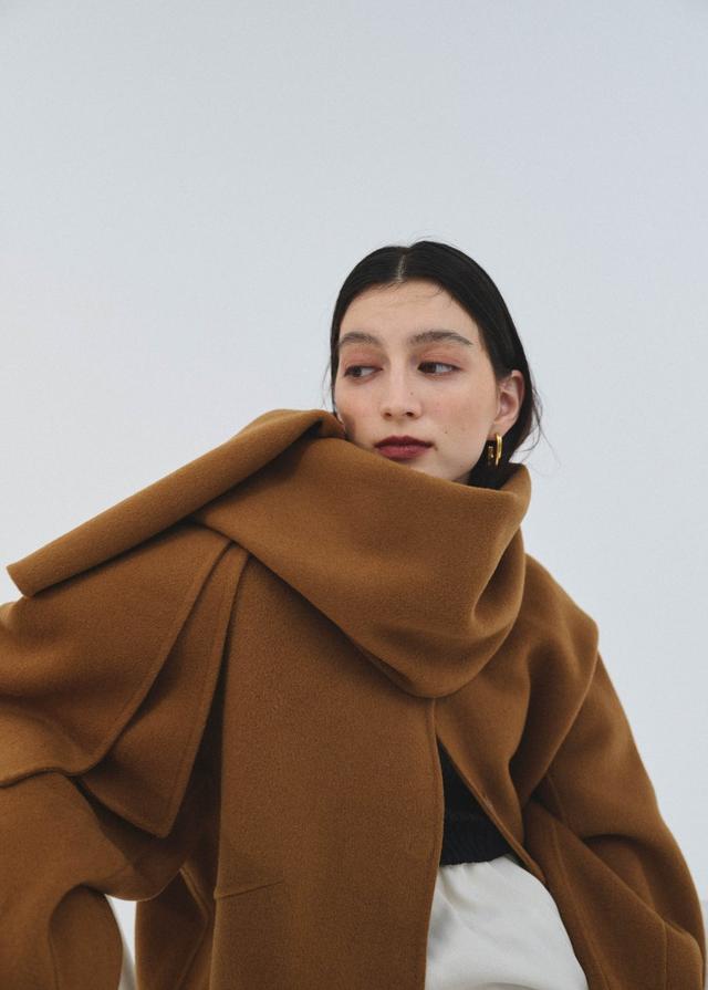 画像: Cashmere Blend Stole Coat Camel