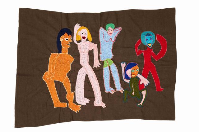 画像: タイトル : すっぽん祭り（Naked festival）／ 2010 ／ 綿刺繍糸、綿布（Embroidery Thread, Cotton cloth）