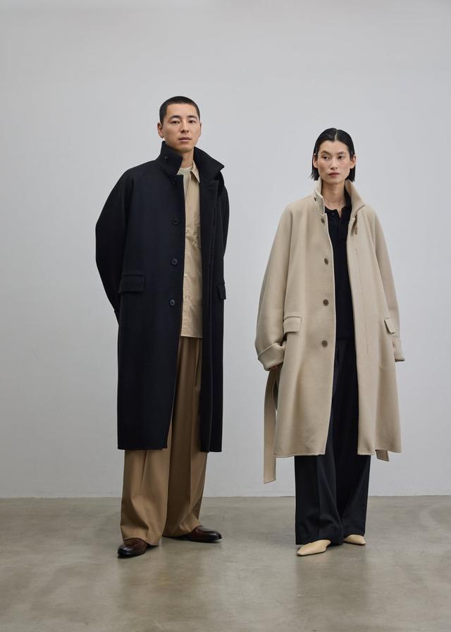 画像: スーパー140メルトンバルマカーンコート （左:BLACK 右:BEIGE）¥59,400