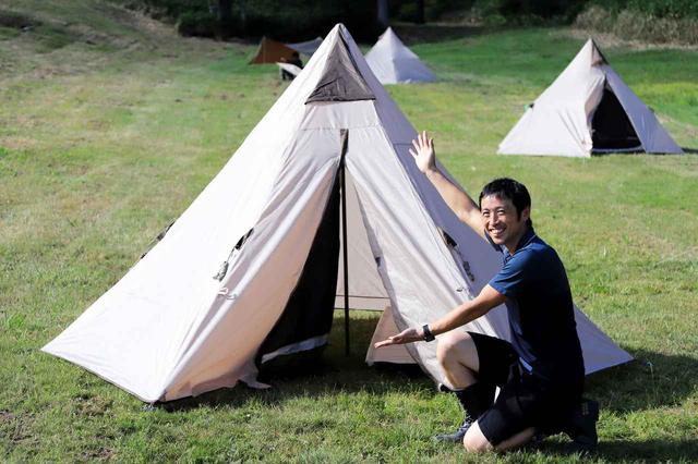 画像1: ▲栃木県からビッグアドベンチャーで5時間以上かけてやってきたというこの方は、会場一番乗り。もっとも眺めのいい場所にテントを張りたかったそうで、設営場所からこだわっていました。
